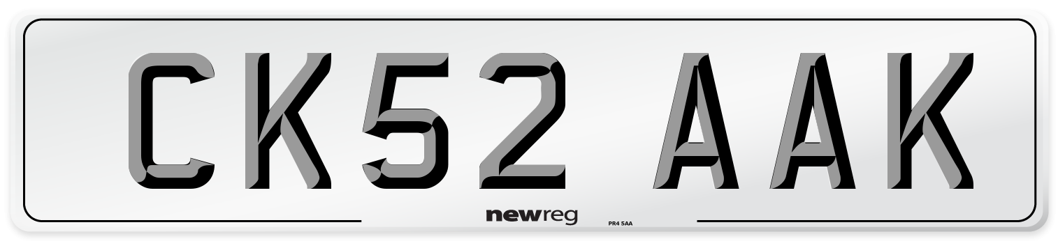 CK52 AAK Number Plate from New Reg